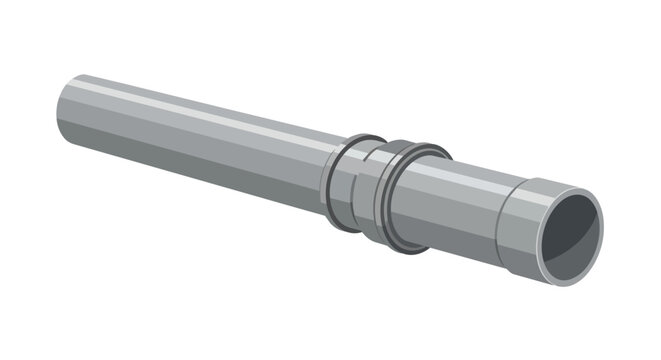 Gray Industrial Pipe Connector and Coupler for Plumbing and Infrastructure, 3D Isometric View Illustration