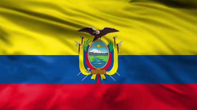 ecuador national flag waving in wind 4k loopable. ecuador flag animation loop with alpha channel.