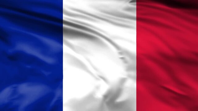 realistic france flag animation loop with alpha channel. national flag of france waving in wind.