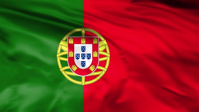 waving flag of portugal, portugal national flag waving in wind 4k loopable.