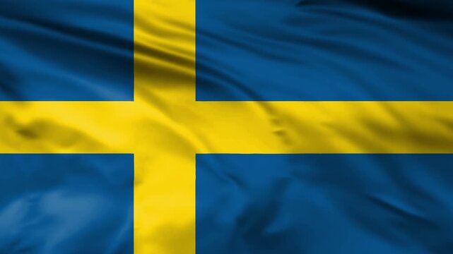 sweden national flag waving animation in wind. 4k ssweden flag overlay loopable.