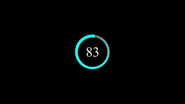Glowing 0 to 100 number loading animation with circle spinning effect.