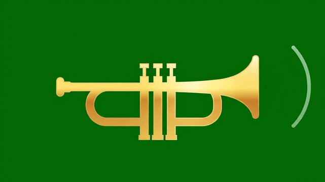 Illustration of a trumpet with sound waves on a green background