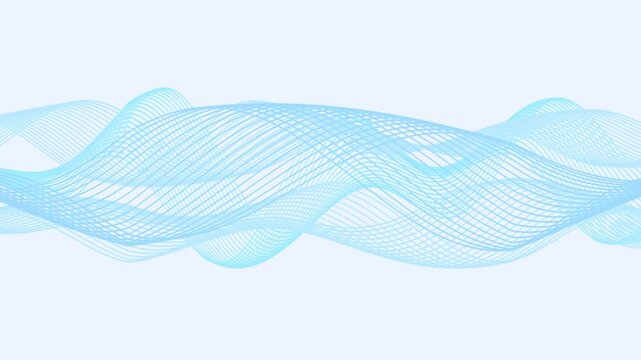 Cyan Blue Wire Wave Lines Mesh Abstract Motion Background Loop