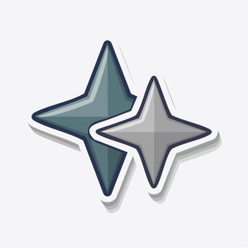 Two stylized four-pointed stars with shadow effect