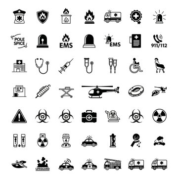 Emergency Medical Service Icons Set.