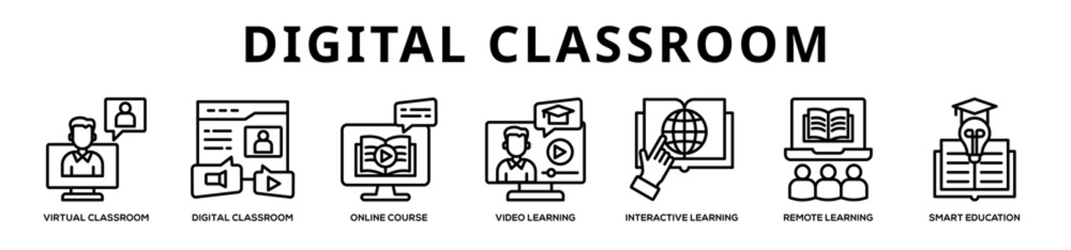 Digital Classroom web banner icon illustration