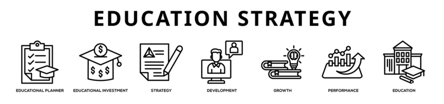 Education Strategy web banner icon illustration
