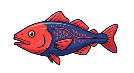 Stylized Red and Blue Fish Illustration © Dudung
