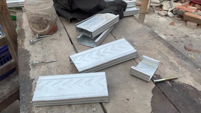 Pieces of Cold-Formed Steel C-Channels and Battens