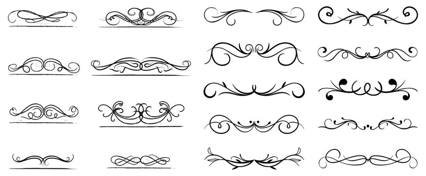 ornate decorative flourish border vector set