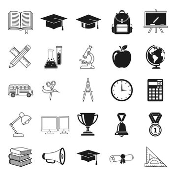 Education icons and school supplies.