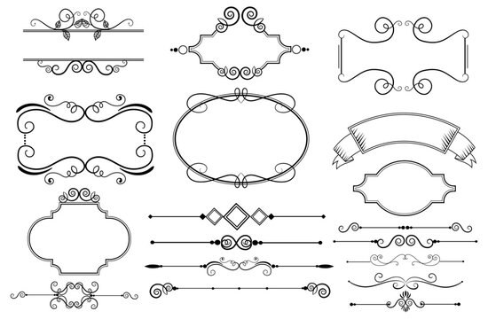 Ornate Swirl Frame Label Banner Flourish Vector Set