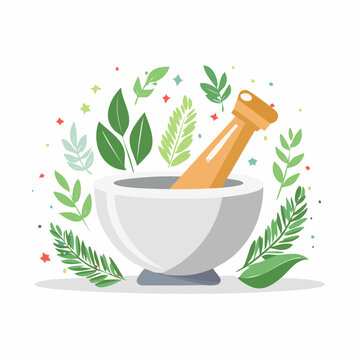 Mortar and Pestle with Herbs