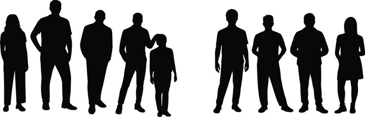 Children and Teenagers Silhouette Collection with Boys and Girls Standing in Casual Everyday Poses © MDSAMEUL