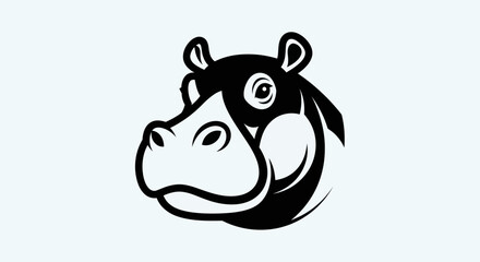Fototapeta premium Stylized hippopotamus head illustration