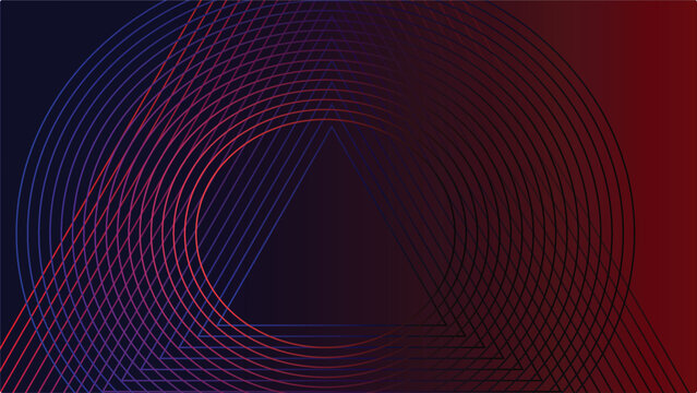 Abstract blue‑red gradient triangle illustration, modern vector design with concentric symmetry and layered geometric depth