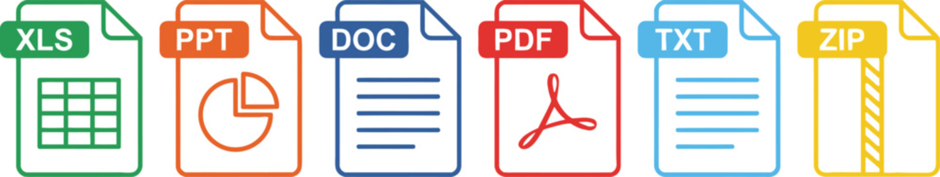 File format icons for documents and archives