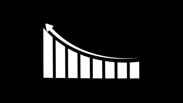 Animation data stock market business infographics white color Graf animation with arrow black background,with 4k video animation. .