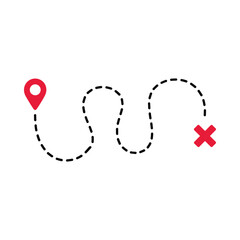 Fototapeta premium route map with marker and cross icon flat vector illustration