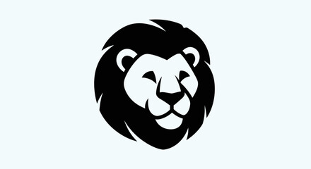 Stylized lion head icon in black and white © amri