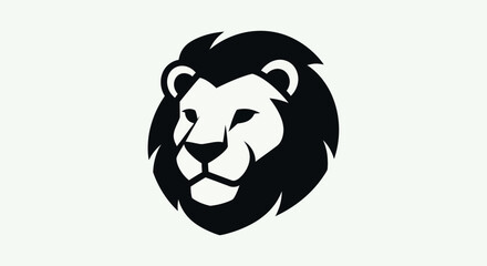 Stylized lion head icon in black and white © amri