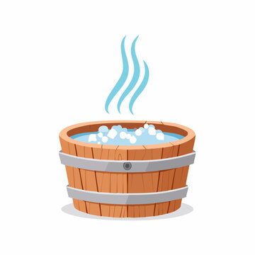 Steaming Wooden Hot Tub with Bubbles