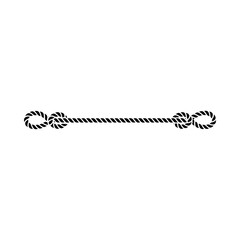 Fototapeta premium Rope with knots silhouette on a white background