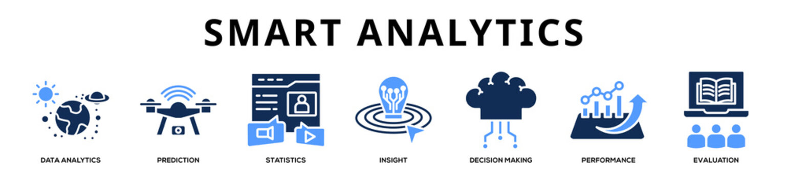Glyphcolor - Smart Analytics web banner icon vector illustration concept