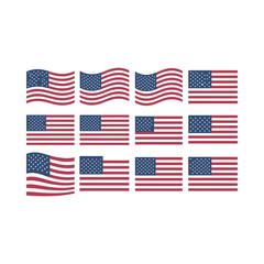 Obraz premium american flags collection vector illustration on white background