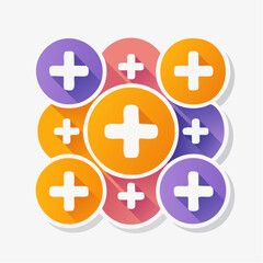 Obraz premium Colorful Plus Signs in Circles with Shadows