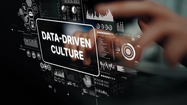 Conceptual Image of Data-Driven Culture in Business with Digital Graphics and Technology Elements. Asymptotic smart data analytic.