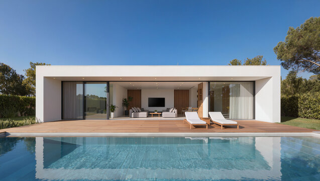 Modern Villa with Swimming Pool and Outdoor Lounge Area