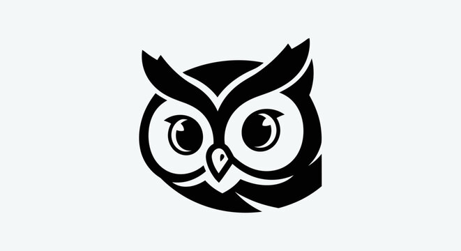 Stylized owl silhouette on white background