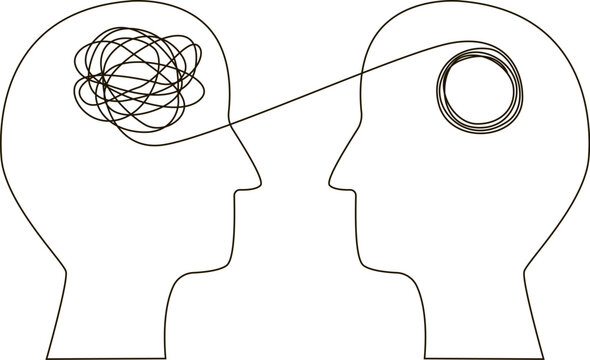 Mental health concepts. Psychologist and patient. Character with psychological problems, depression, alienation