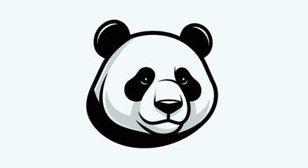 Stylized panda head illustration on white © amri