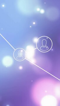 Vertical video: Flare pulsing, central avatar cluster forming links and visualizing network