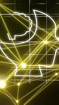 Vertical video: Node pulse sparking stroke tracing head, binary streams entering brain, showing AI