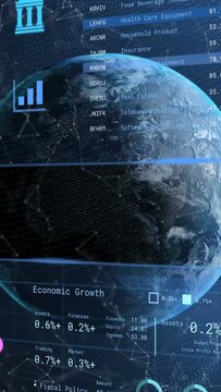 Vertical video: Opening shot revealing globe starting HUD sliding, charts updating, showing markets
