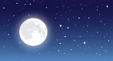 Bright full moon shining in the dark night sky. © Ahyar
