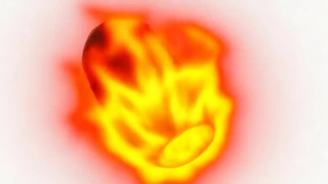 A large dark object burns like a spaceship falling into a planet's atmosphere.