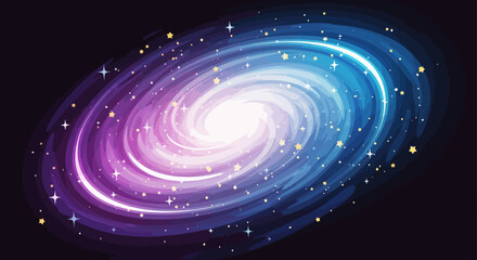 Vibrant Spiral Galaxy with Twinkling Stars in Deep Space. © Ahyar