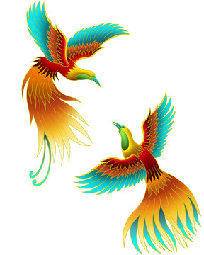 Indonesian Batik Cendrawasih bird ornament, traditional exotic bird illustration