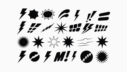 Comic book style sound effects and explosion explosions black and white digital typography © Fahimaakter