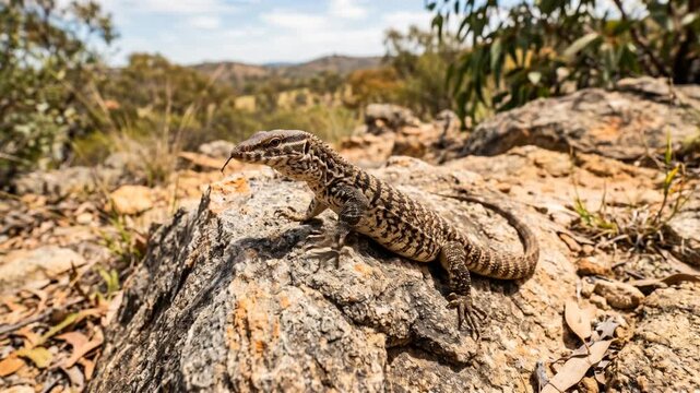Ackie monitor at a stone