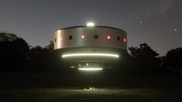  A 3D animation of a UFO/UAP concept from the 1987 Golf Breeze, Florida incident, hovering above the floor in a seamless loop.