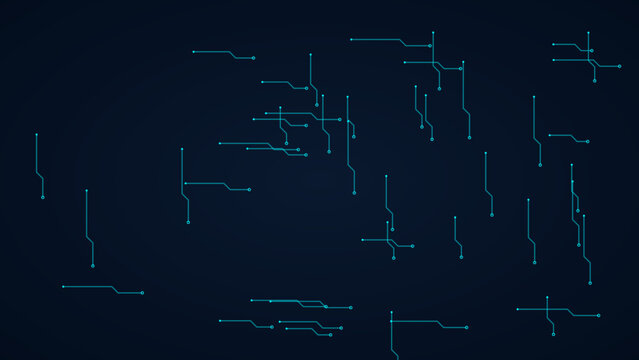 Digital circuit board pattern on dark background vector with artificial intelligence, data flow