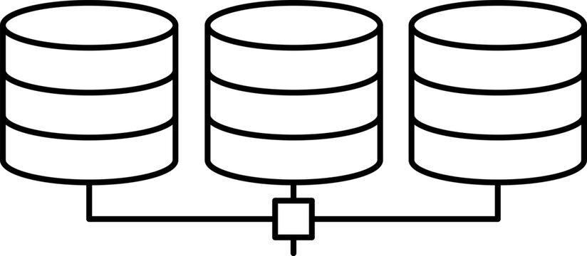 Network server and database storage icon set. Simple cylinder data hosting and cloud storage symbols.