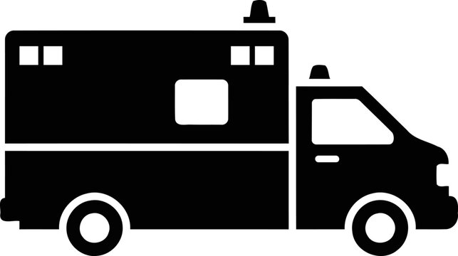 Silhouette of a black emergency medical services vehicle