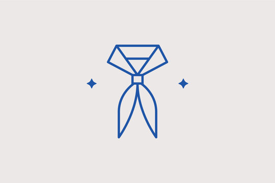 Scout neckerchief line icon for traditional uniform accessories and troop affiliation. Classic vector illustration for scout history blogs and official uniform guides.